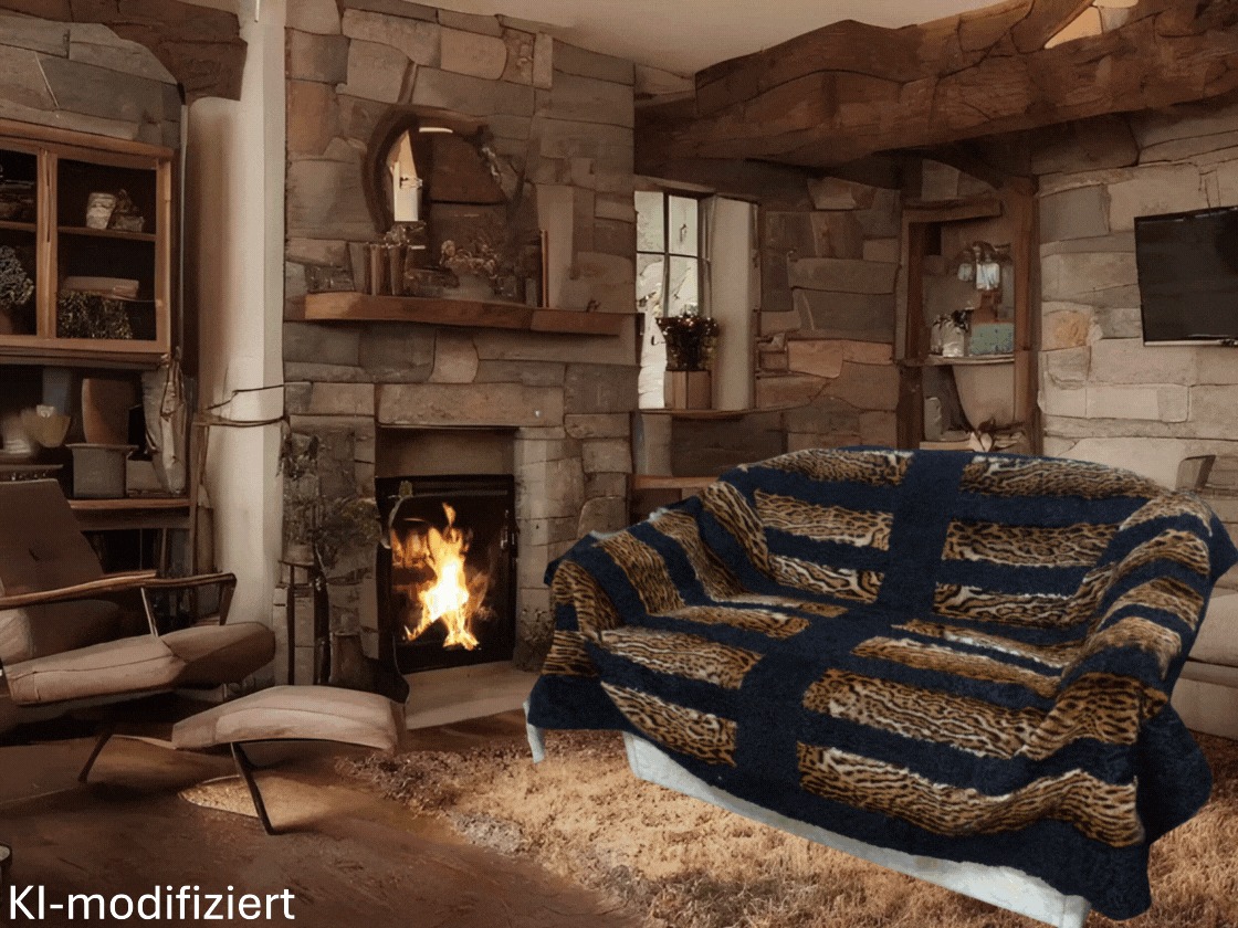Pelzdecke aus einem Ozelot Mantel und einem alten Persianer Mantel gearbeitet.