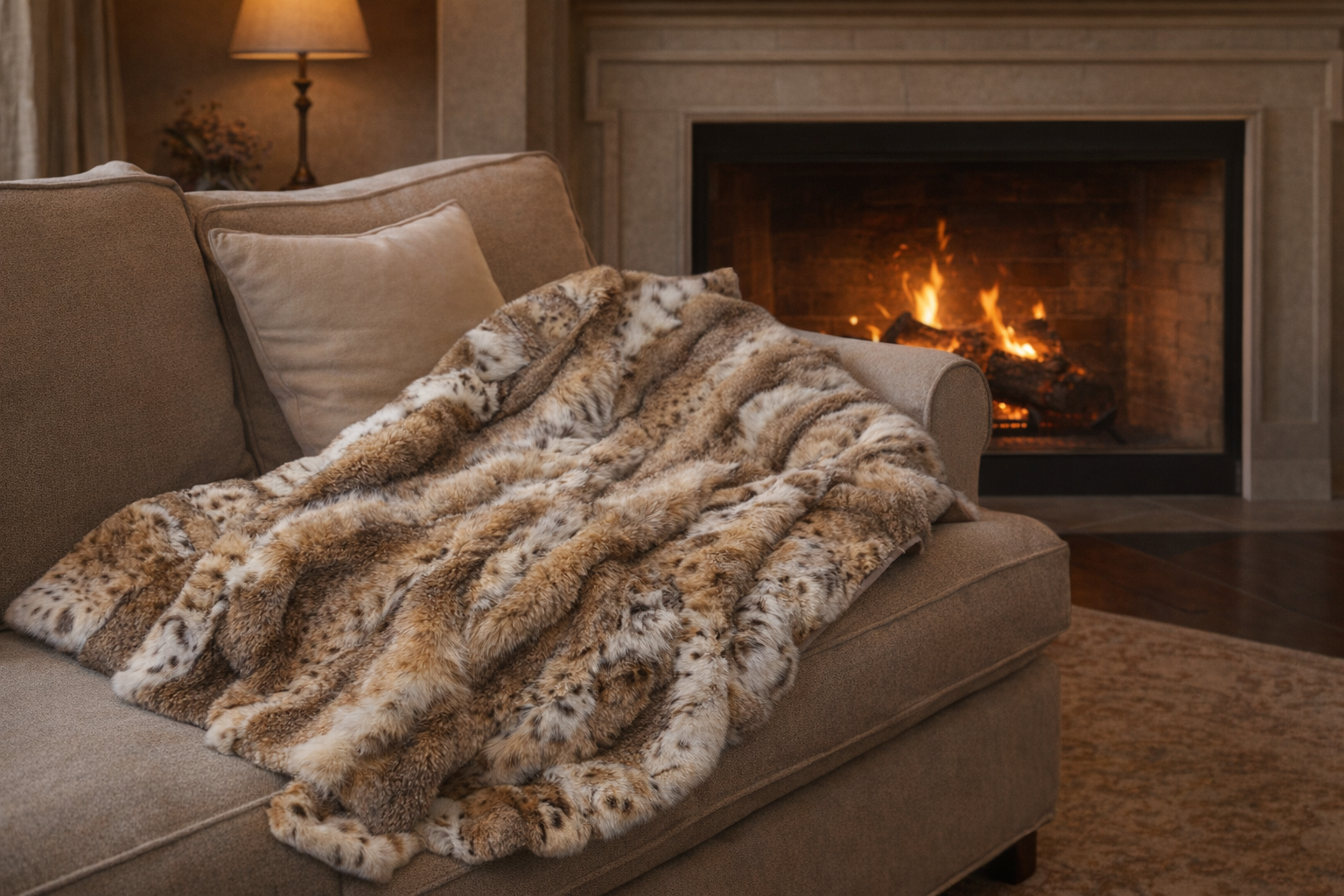 Pelzdecke aus einem alten Luchsmantel