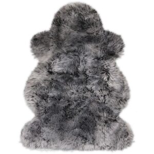 Australisches Premium Lammfell schwarz mit hellen Spitzen 100 x 68 cm