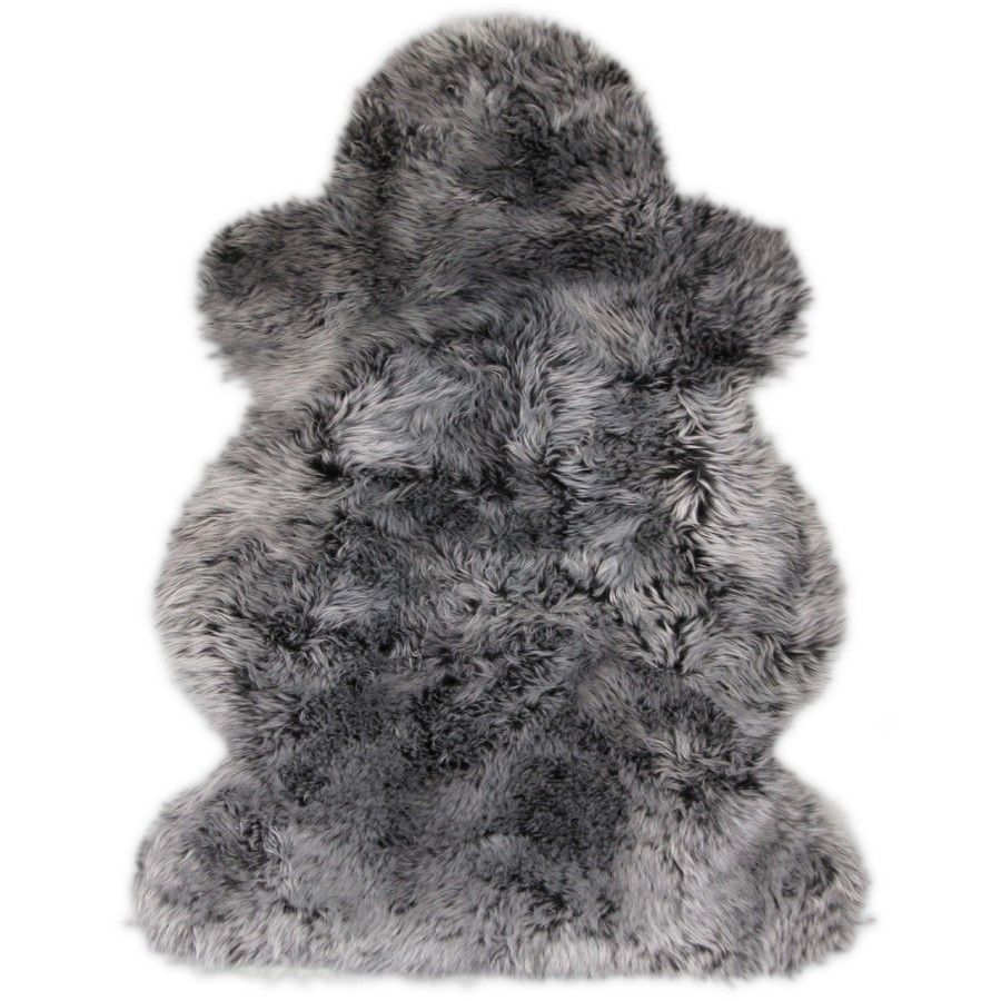 Australisches Premium Lammfell schwarz mit hellen Spitzen 100 x 68 cm