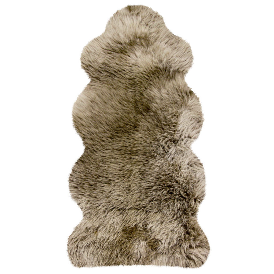 Einzelfell mit angenähtem Endteil aus australischen Premium Lammfellen braun mit hellbraunen Spitze 140 x 68 cm