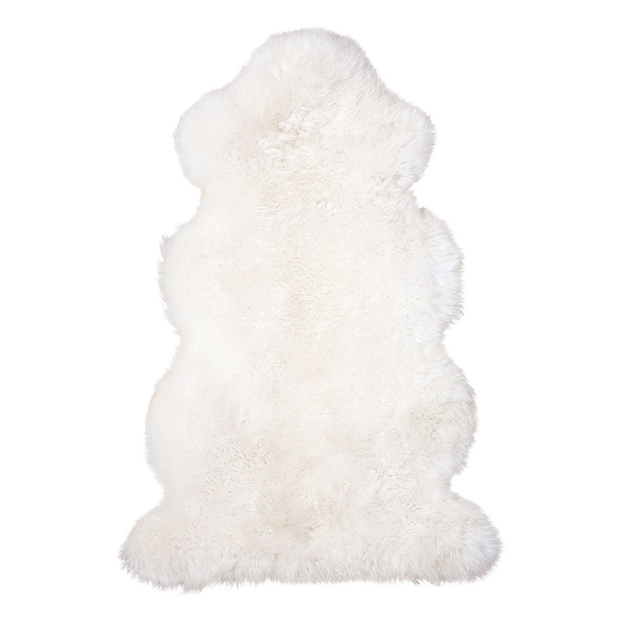 Einzelfell mit angenähtem Endteil aus australischen Premium Lammfellen naturweiß 140 x 68 cm