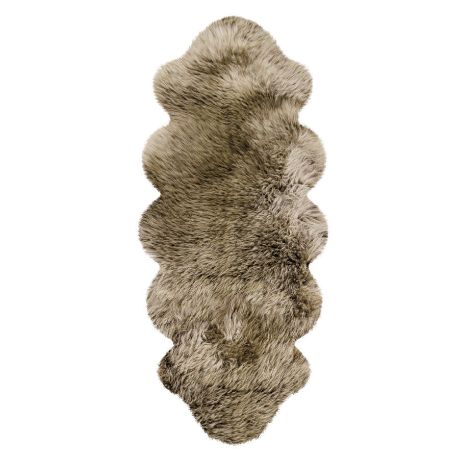 Doppelfelle aus australischen Premium Lammfellen braun mit hellbraunen Spitze 175 x 63 cm